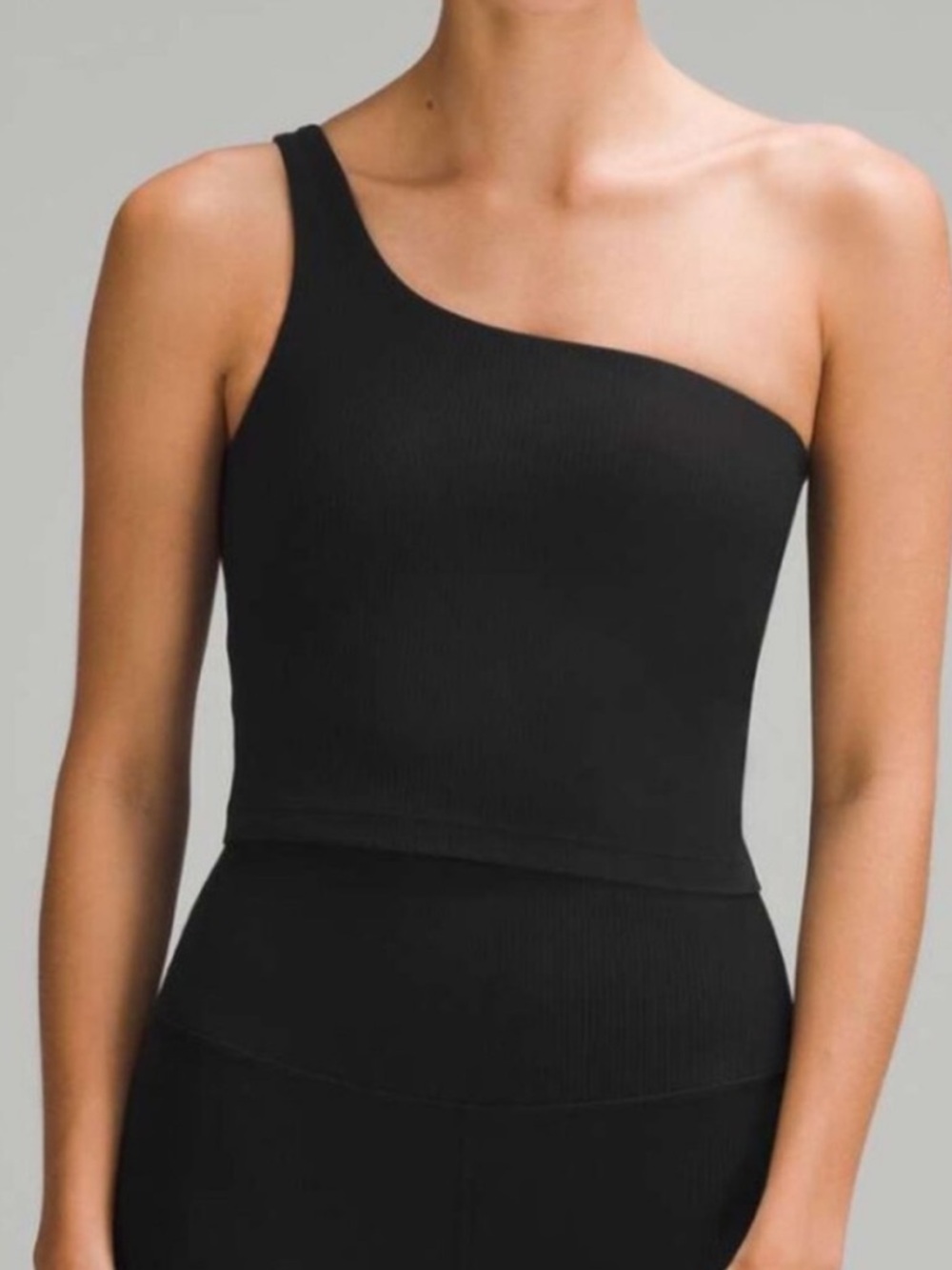 Lululemon Ribbed Nulu Asymmetrical Yoga Tank Top Black size 8